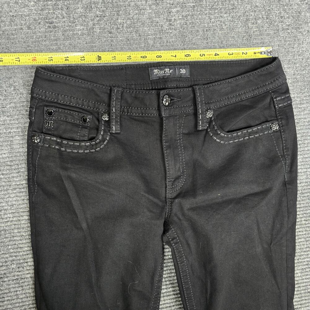 Miss Me Womens Jeans 30 Tall Black Mid Rise Bootcut Flap Pocket Stretch - Picture 7 of 9